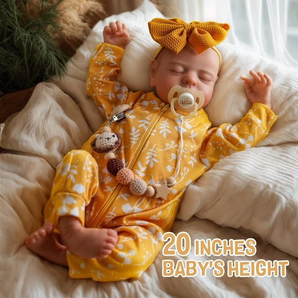 🆕20 inch Realistic Baby Girl Soft Full Body Vinyl Girl Baby Dolls with Clothes - Picture 3 of 9